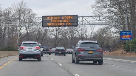 A sign on the Northern State Parkway alerts