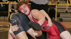 Commack's Nick Mazza (black singlet) and Plainedge's Nick