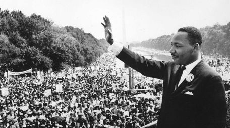 Civil rights leader Martin Luther King Jr. addresses