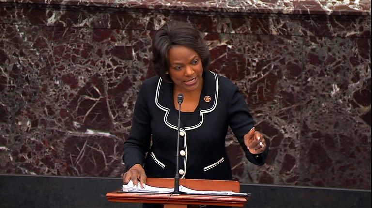 Impeachment manager Rep. Val Demings, D-Fla., speaks during