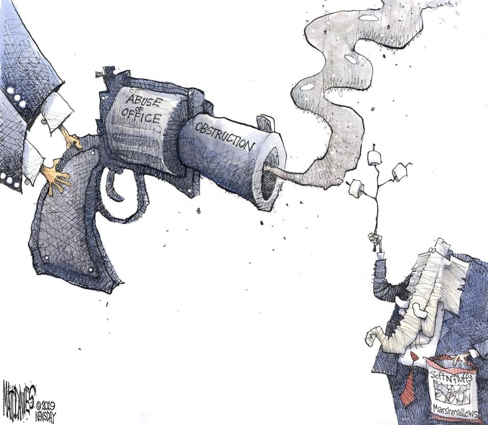 Matt Davies cartoon on the two charges in