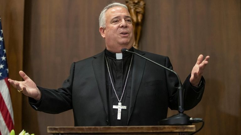 Philadelphia Archbishop-elect Nelson Perez addresses those assembled at