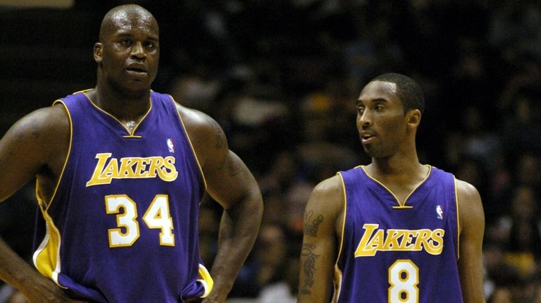 Shaquille O'Neal and Kobe Bryant of the Lakers