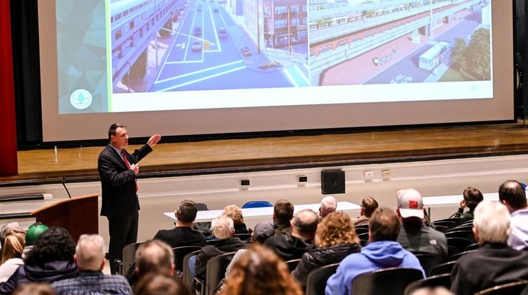 Frank Wefering, project manager with GPI, speaks during