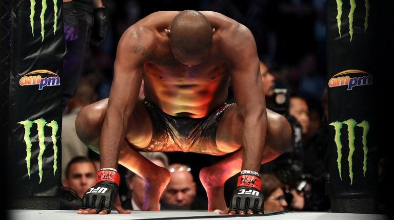 Jon Jones as he enters the octagon prior