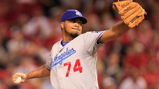 Los Angeles Dodgers relief pitcher Kenley Jansen delivers