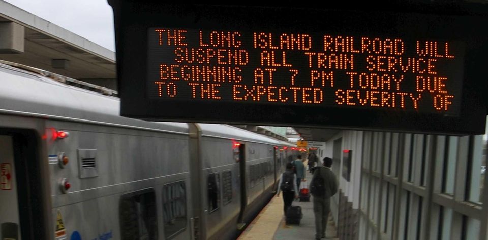 An electronic sign at the railroad station in