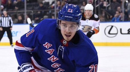 Rangers center Brett Howden skates against the Anaheim