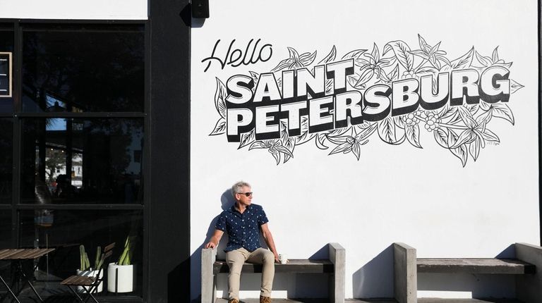 Rick Barton sits outside of Bandit Coffee Co.