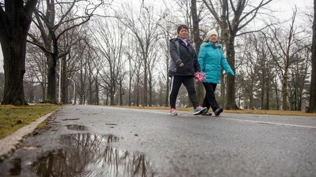 Despite wet conditions walkers still do their workout