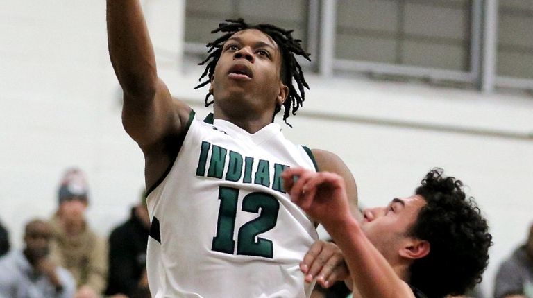Brentwood forward Jordan Riley drives to the basket