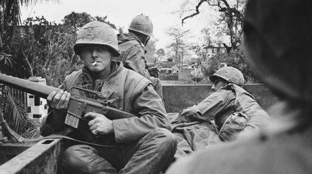 American troops on board a truck at a
