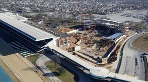 An aerial photograph showing the construction site of