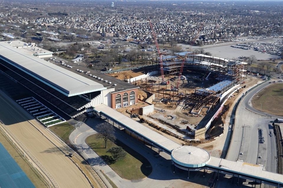 An aerial photograph showing the construction site of