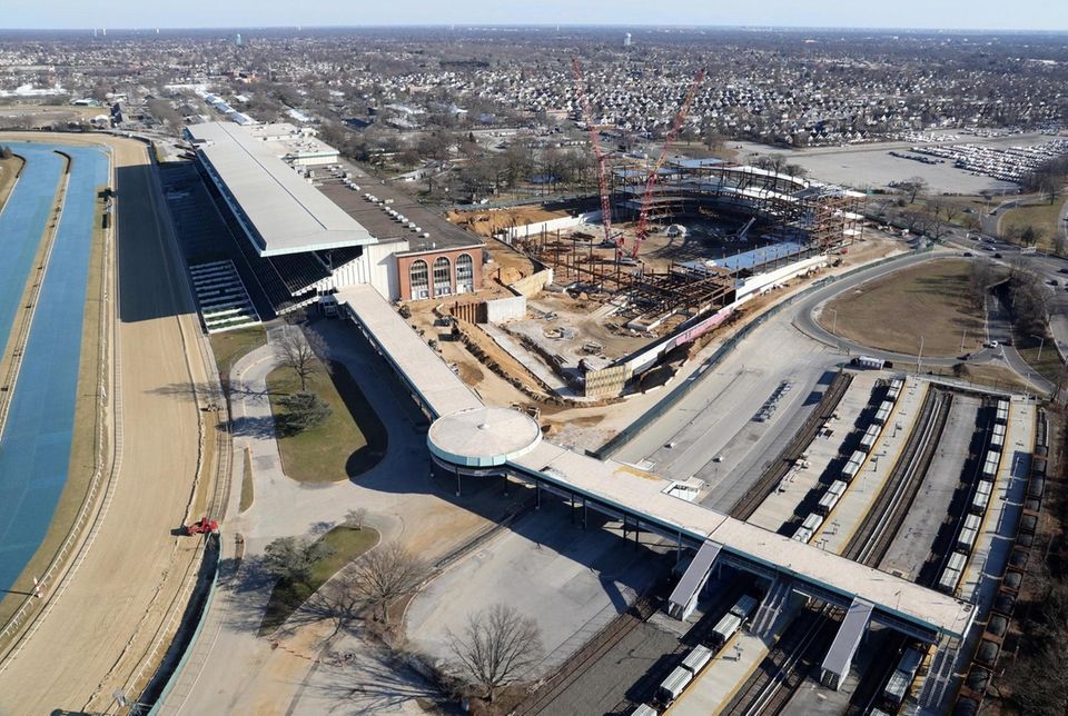 An aerial photograph showing the construction site of