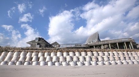 Sandbags have been placed at Quogue Village Beach