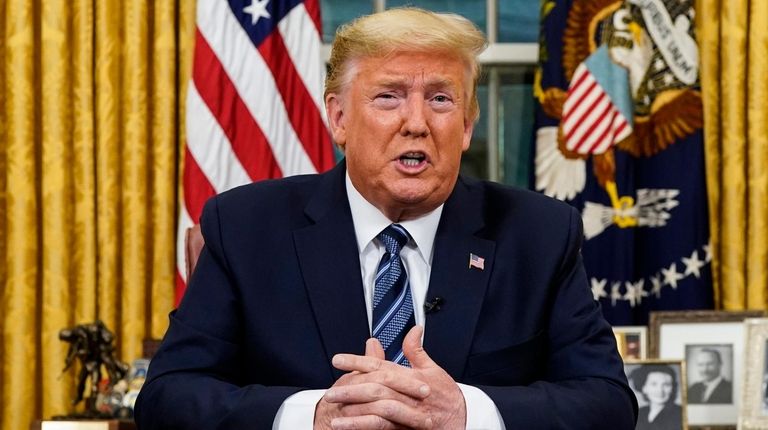 President Donald Trump speaks in an address to