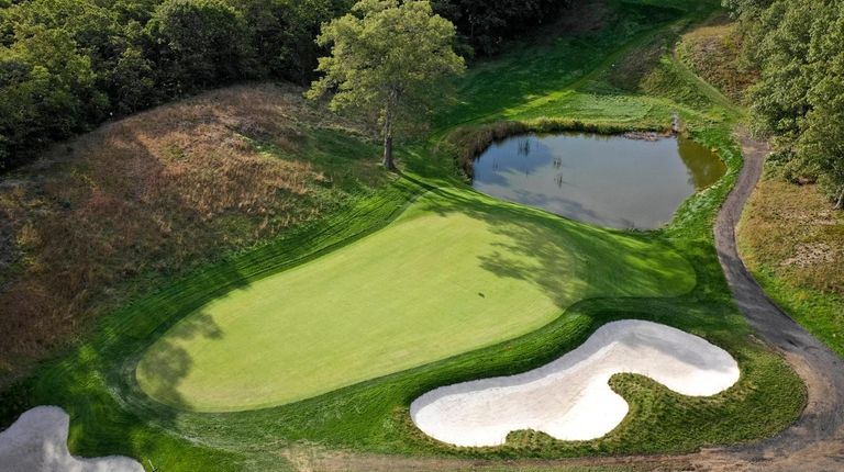 An aerial view of hole No. 8 at