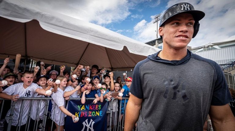 The Yankees' Aaron Judge after signing autographs for