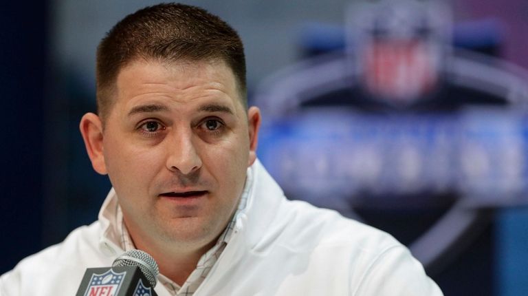 Giants head coach Joe Judge speaks during a