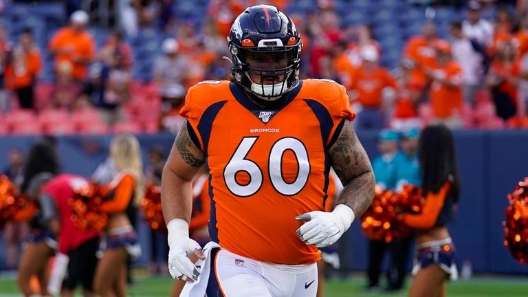 Broncos offensive guard Connor McGovern takes the field
