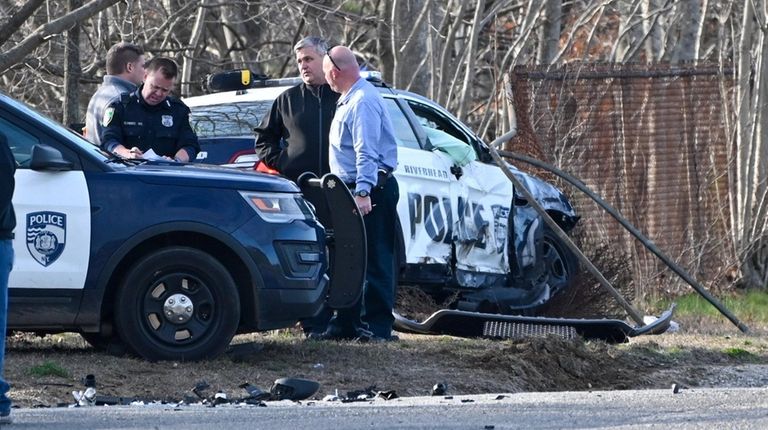 A Riverhead police officer was in serious condition