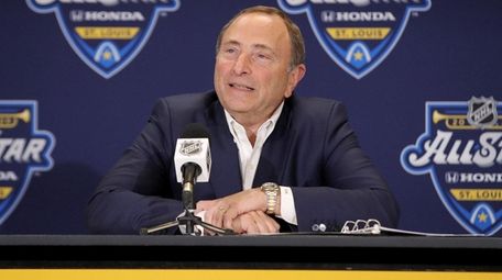 Commissioner Gary Bettman speaks to the media prior