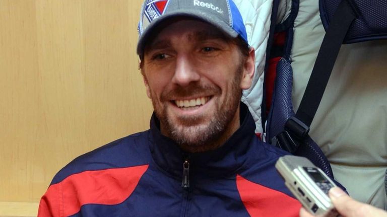 New York Rangers goalie Henrik Lundqvist speaks with