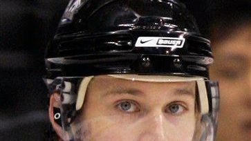 Los Angeles Kings' Lubomir Visnovsky looks on prior