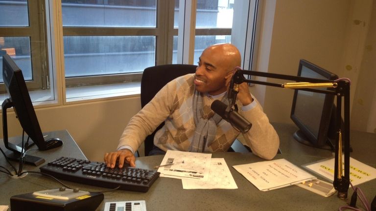 Tiki Barber in the CBS Sports Radio studio