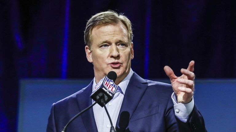 NFL Commissioner Roger Goodell speaks at a media