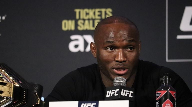 UFC welterweight champion Kamaru Usman appears at a