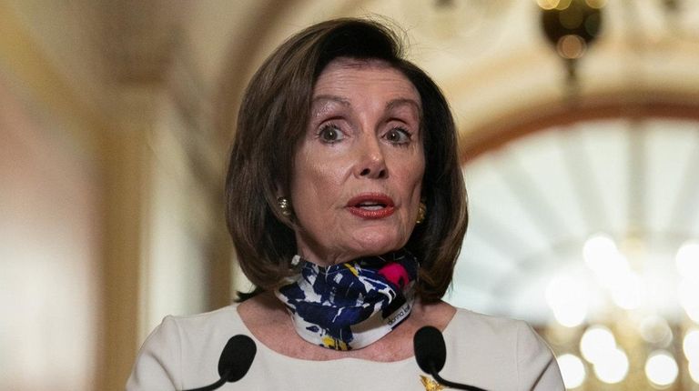 House Speaker Nancy Pelosi of California delivers a