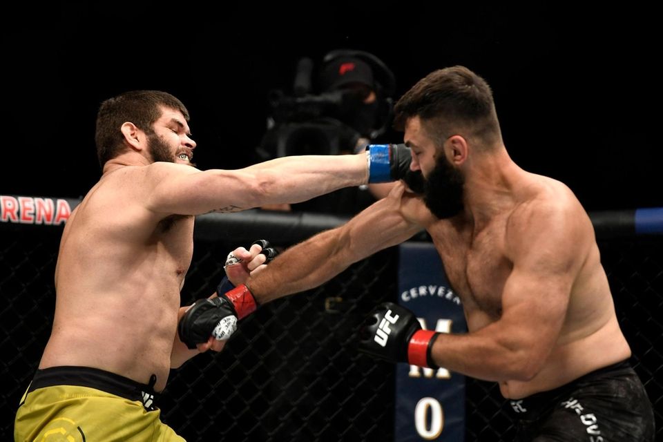 JACKSONVILLE, FLORIDA - MAY 13: Andrei Arlovski (R)