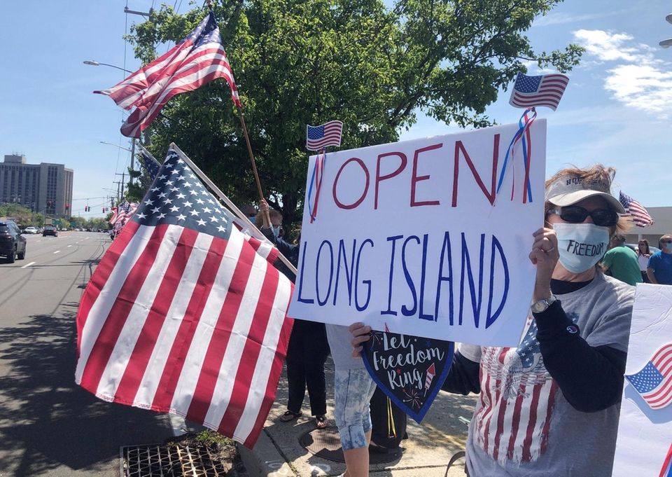 Protesters demanding the reopening of Long Island's economy