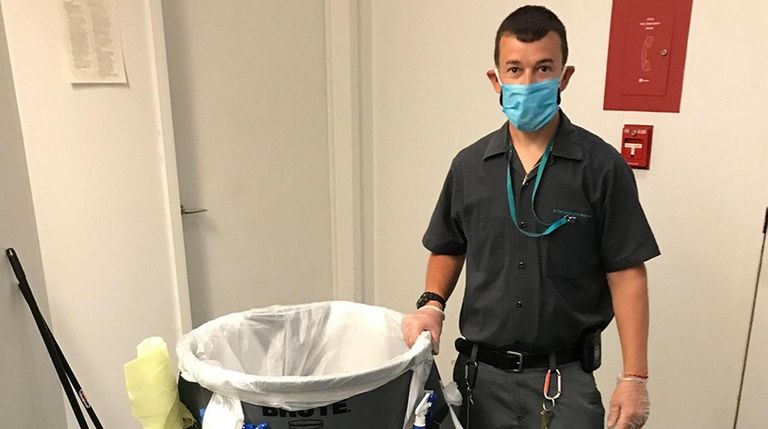 A cleaner at the Cohalan Court Complex in