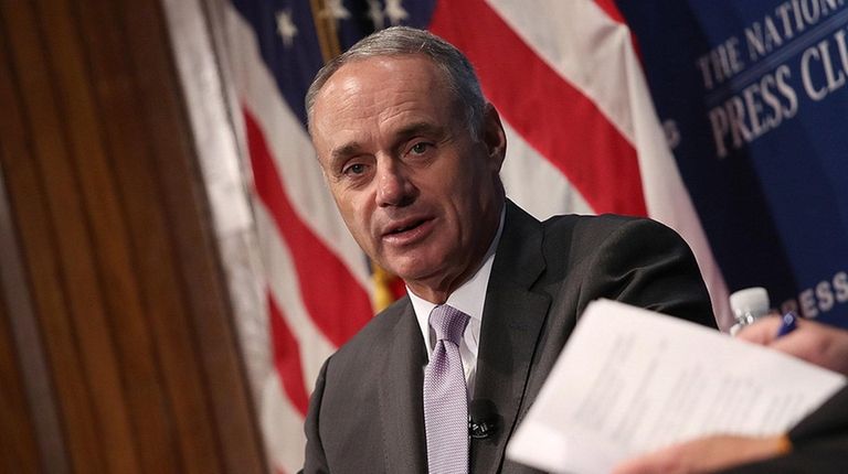 Major League Baseball Commissioner Rob Manfred speaks at