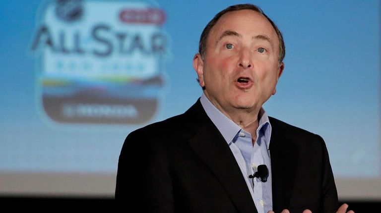 NHL Commissioner Gary Bettman speaks at a news