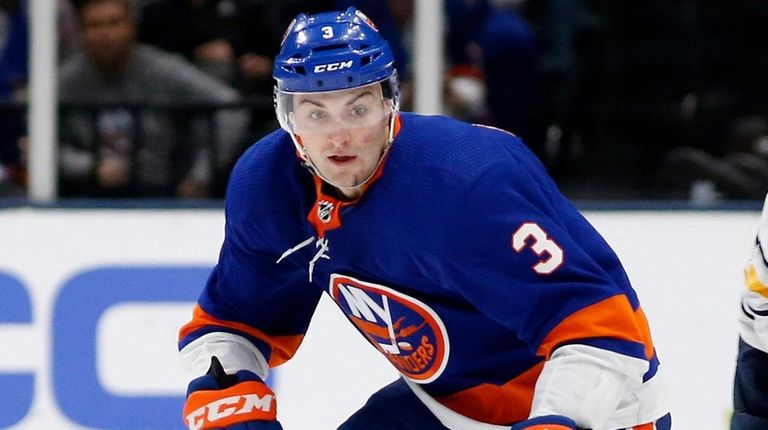 Adam Pelech of the Islanders skates against the