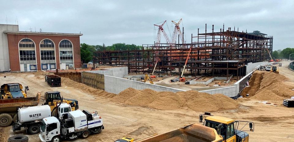 Construction is taking place at the Belmont Park