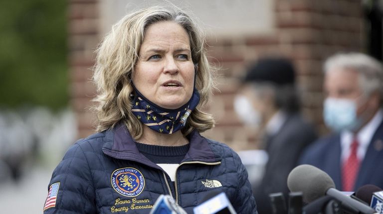 Nassau County Executive Laura Curran gives remarks as