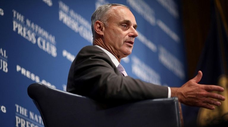 MLB Commissioner Rob Manfred speaks at the National