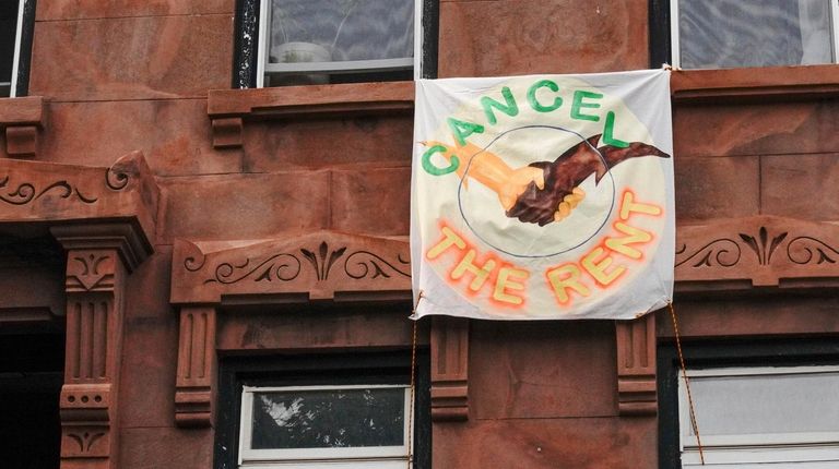 A view of a poster saying Cancel Rent