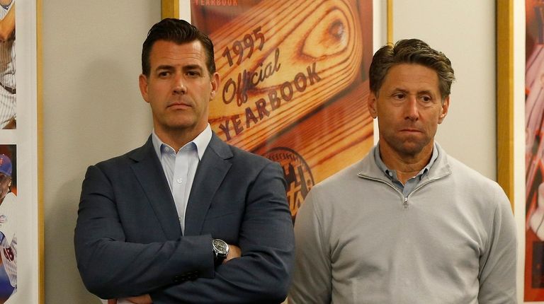 Mets general manager Brodie Van Wagenen (L) and