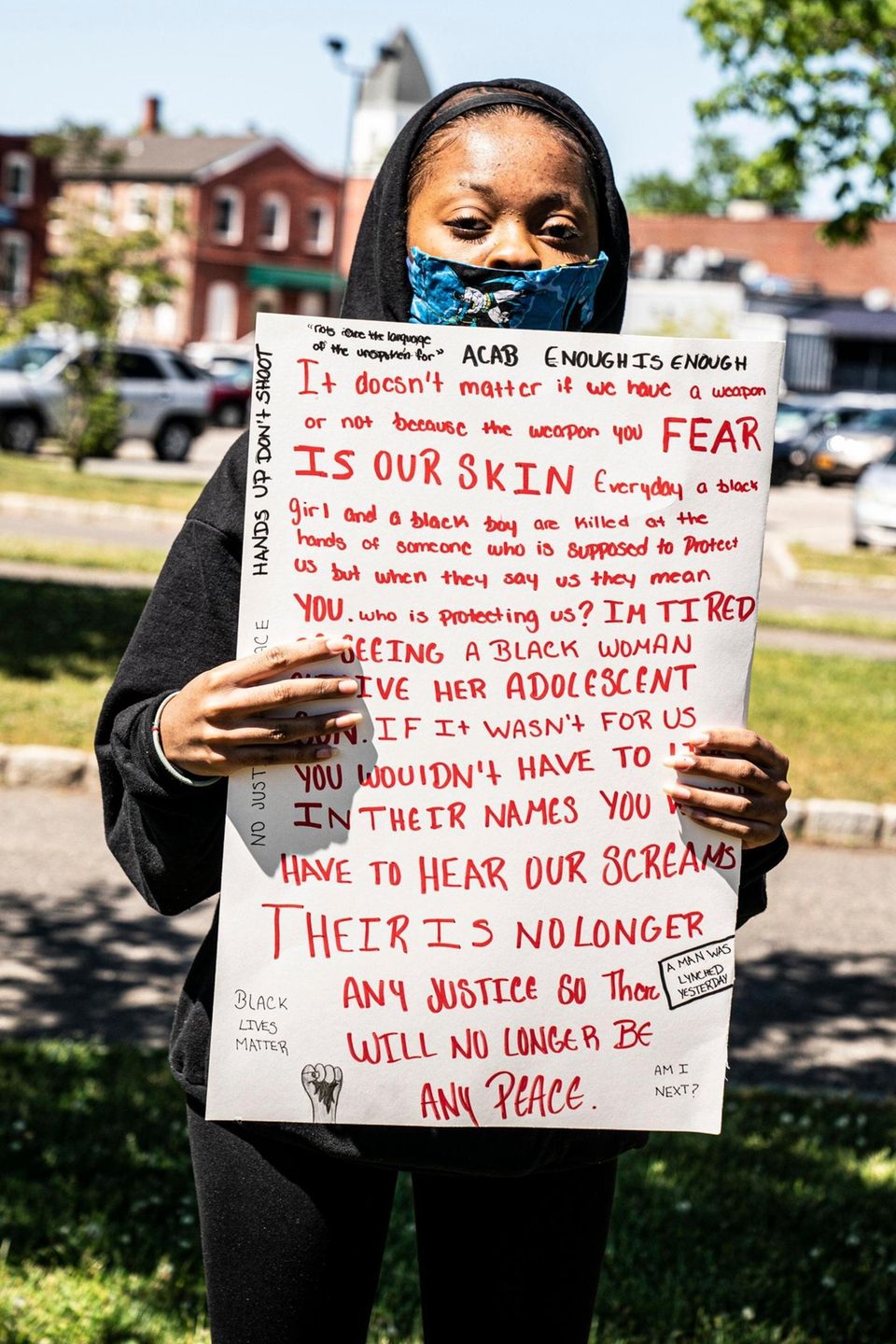 Demonstrators demanding justice for George Floyd and others
