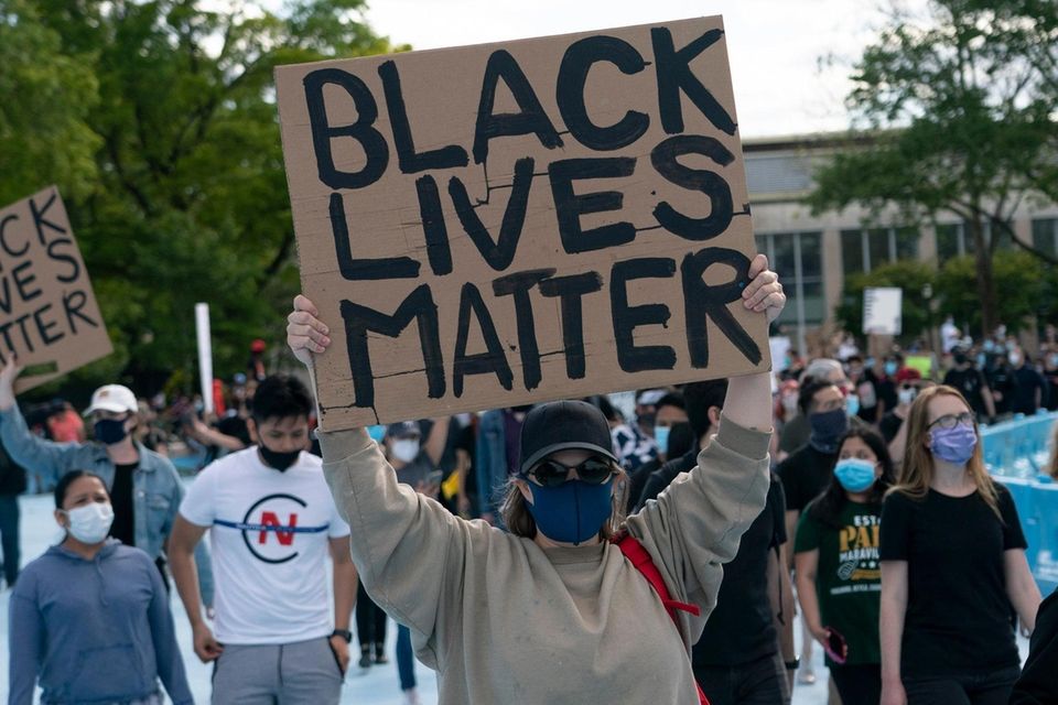 Demonstrators demanding justice for George Floyd and others