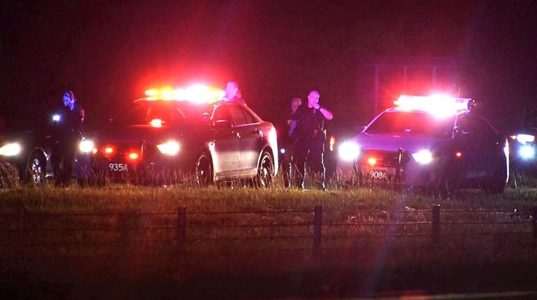 Suffolk County police at the scene where a