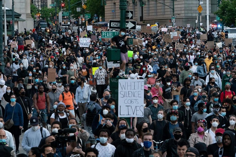 Demonstrators demanding justice for George Floyd and others