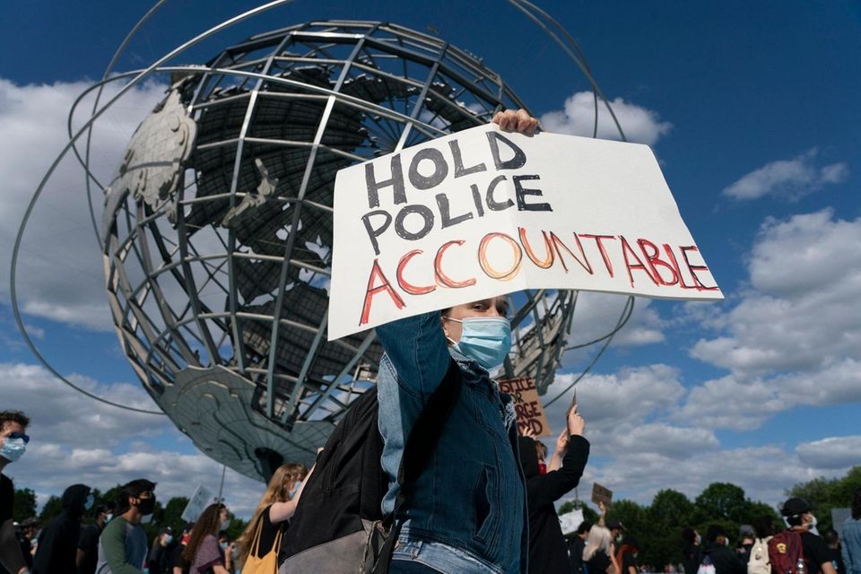 Demonstrators demanding justice for George Floyd and others