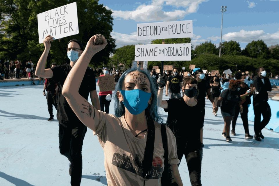 Demonstrators demanding justice for George Floyd and others